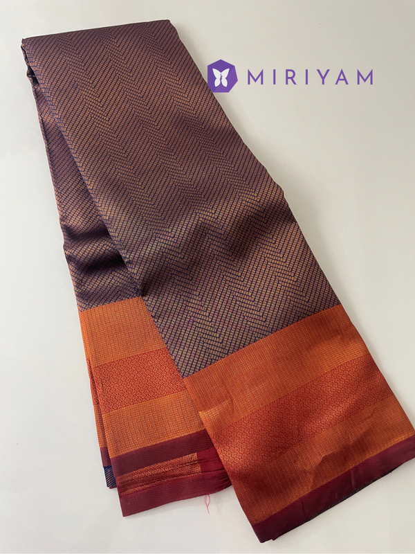 Buy Mustard & Purple- Semi Kanchipuram Saree online | Semi Kanchipuram from  ShrusEternity