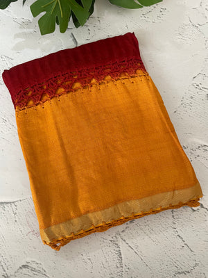 Chiffon georgette saree with crochet work - MS7633