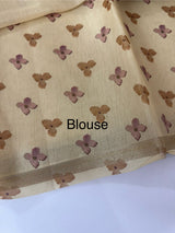 Linen- chanderi saree with french knots, sequence and bead work - MS19965