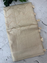 Blended tussar saree with zari embriodery - MS8665 (6) Pearl Cream