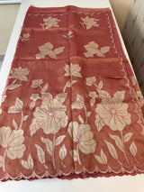 Dual tone Crush silk Organza Applique work saree MS14567- DuskyPeachPink