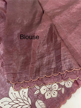 Crush Organza applique work saree MS14589