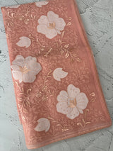 Semi organza saree with applqiue work - MSH256
