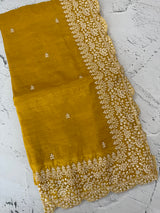 Soft crush Organza saree with embroidery and pearl work MS14790