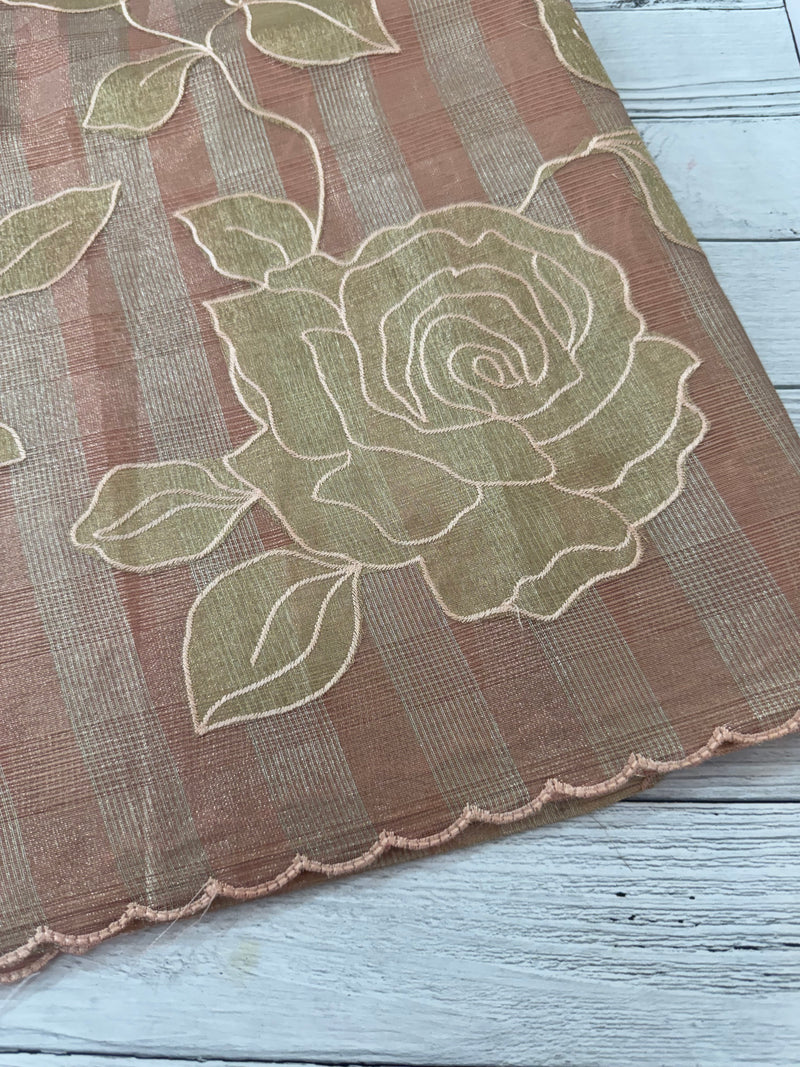 Tissue Silk applique work saree MSH133 Design 1- Peach