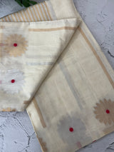 Semi chanderi silk saree with zari weaving - MKT891
