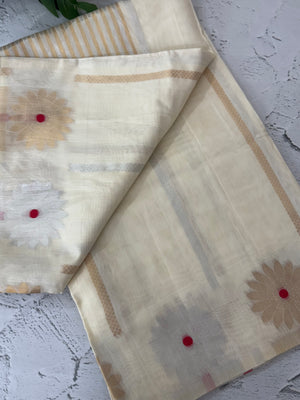 Semi chanderi silk saree with zari weaving - MKT891