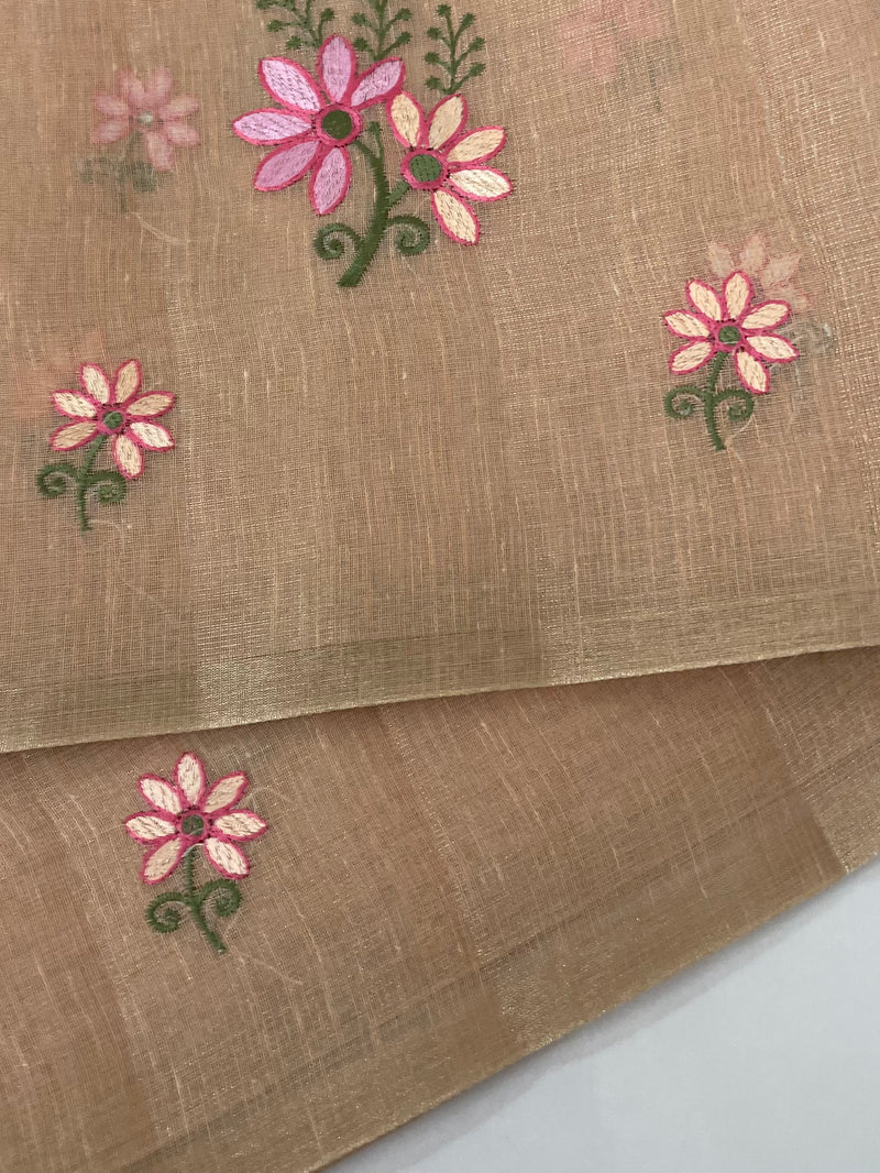 Tissue mix Soft silk saree with embroidery MS8189- PastelPeach
