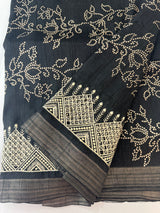 Blended Bandhani tussar silk saree with cutwork MTBF313 Black