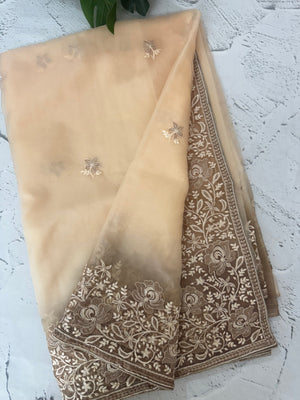 Soft Organza saree with embroidery borders MCW638