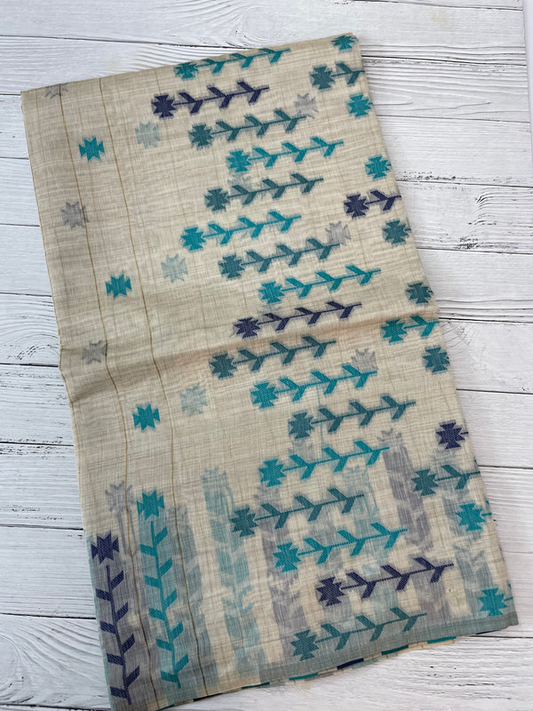 Jamdani silk Cotton Saree with blouse MS12551