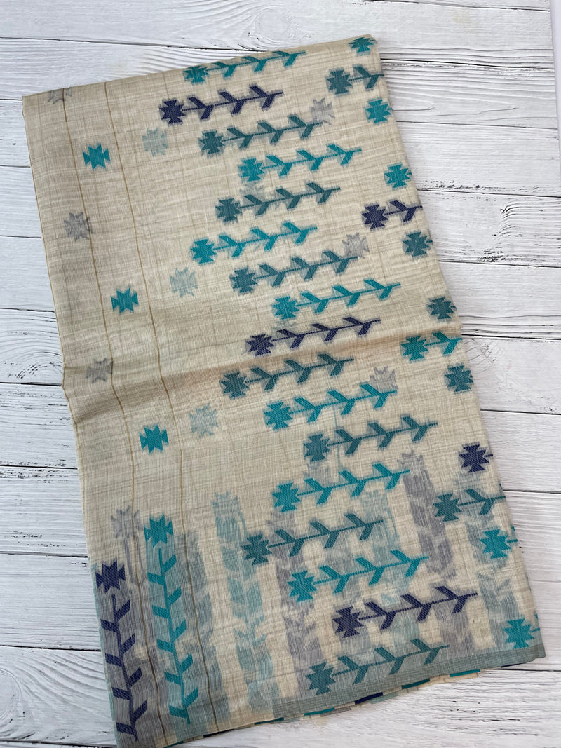 Jamdani silk Cotton Saree with blouse MS12551
