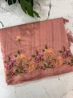 Art tussar saree with embroidery MST677 DustyPeach
