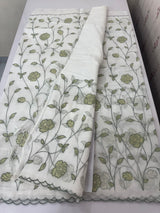 Mul cotton applique work saree with scalloped borders MSH166