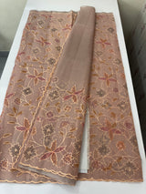 Moonga checks saree with prints and embroidery MSH154- DuskyPeach