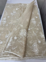 Crush Tissue Organza saree with embroidery - MS14799 Beige