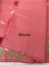 Cutwork Raw silk saree MSH228 DarkPeachyPink