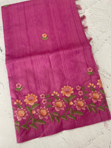 Art tussar saree with embroidery MST677
