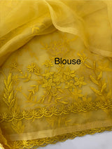 Soft organza saree with applique and thread work - MSH956 (2) Mustard