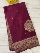 Semi banarasi Crepe Chiffon saree - MS1499 WINE