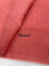 Kota  checks saree with embroidery - MS7679 DarkPeachPink