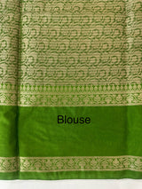 Semi silk saree with checks zari weaving  MS81543 : DarkBlue to Green