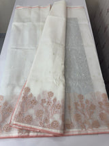 NetKota Applique work saree  -MSH123 White & Peach