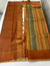 Multi color Semi silk saree with borders MSS489