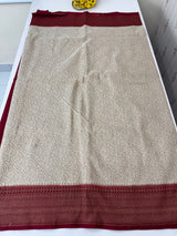 Semi katan Banarasi saree with antique zari weaving MSKZ250 Offwhite & MaroonRed