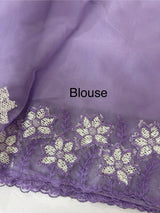 Soft organza saree with sequins cutwork borders- MCW541 - LightPurple