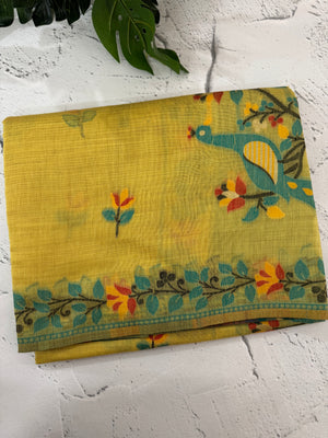 Jamdani silk Cotton Saree with peacock motifs  MSJ788 (1)