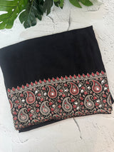 Semi modal silk saree with mirror work - MMB502 Black