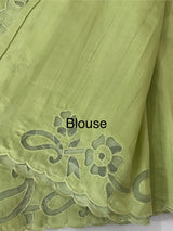 Semi tussar saree with applique borders MSH999 Green