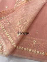 Semi organza saree with embroidery  - MSH124 PeachyPink