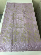 Premium Organza saree with tissue appliqué work - MMG310- Lavender