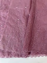 Organza saree with embroidery and pearl work - MSK54- Pastel Magenta