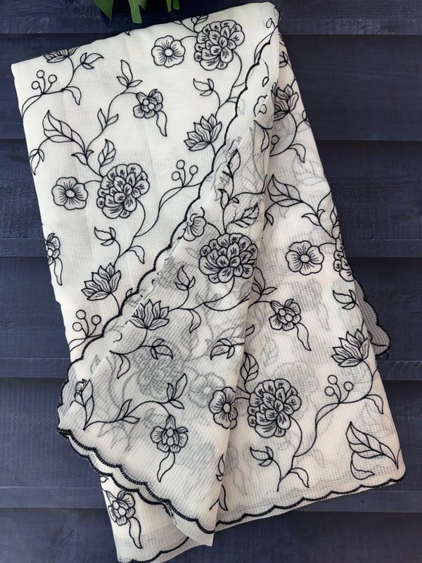 NetKota embriodery saree  MSH119 Black & White