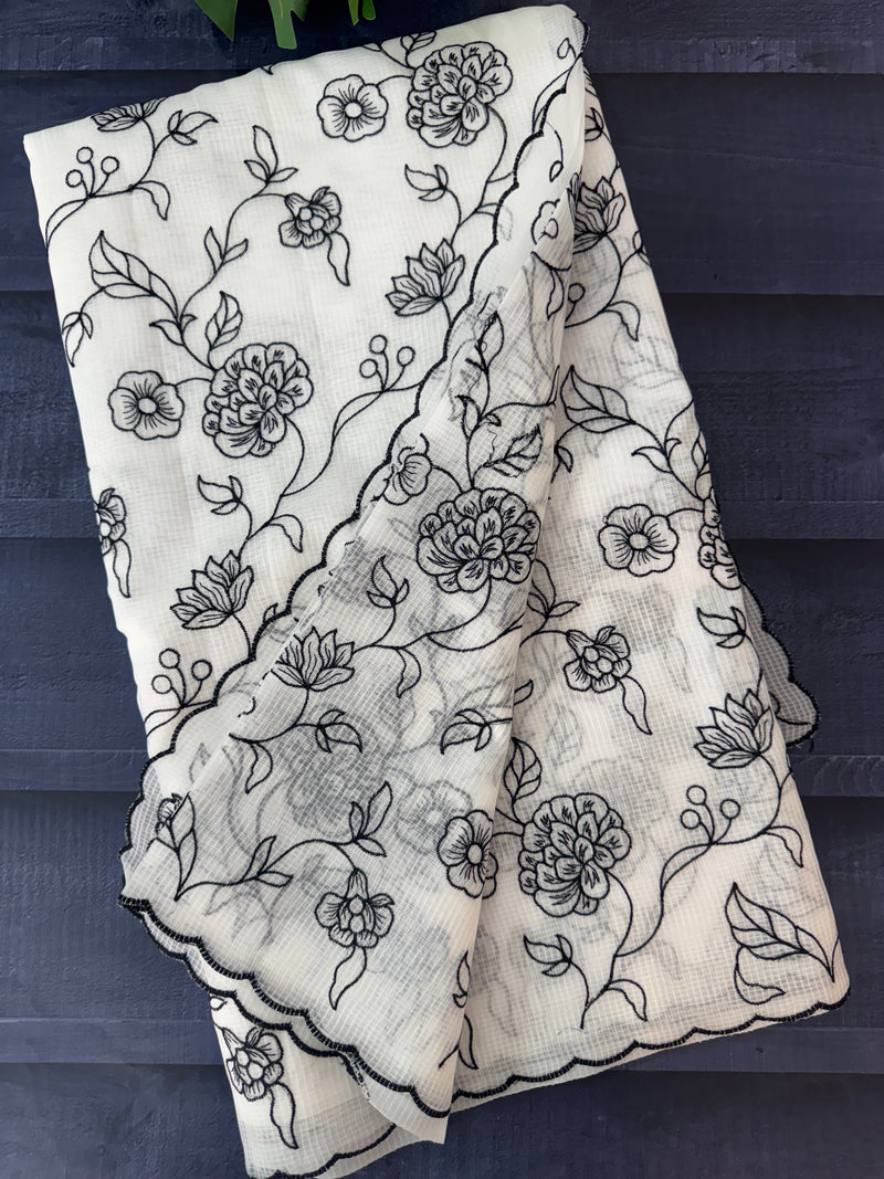 NetKota embriodery saree  MSH119 Black & White