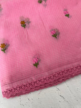 Kota checks saree with embroidery MS7679(1) Pink