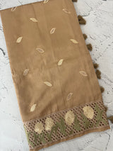 Cutwork Raw silk saree MSH228(2) Chiku