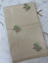 Tissue linen saree with embroidery MSL4900- Green flowers