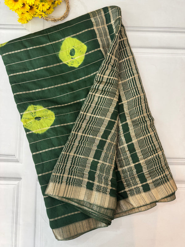 Banarasi weaving dola silk saree MS7611 DarkGreen