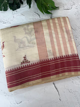 Blended tussar silk saree with embroidery- MSH490