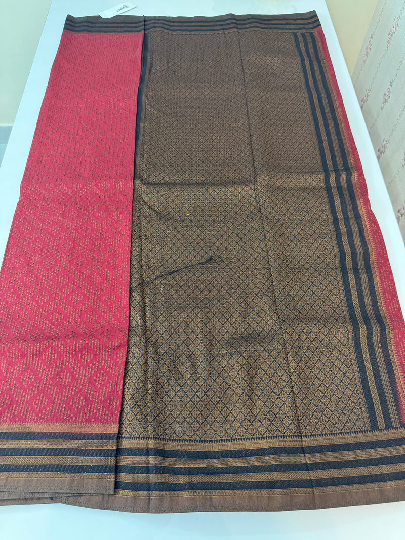 Soft chiffon Georgette saree - SMGRSR DeepRed to Black