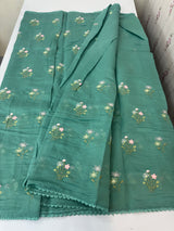 Blended Malai chanderi saree with embroidery MS5568 BlueGreen