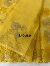 Soft Organza saree with thread work - MSH910 Yellow