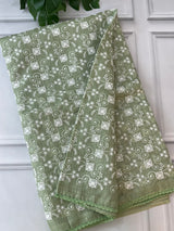 Soft kota checks saree with embroidery SVTS25 DuskyGreen