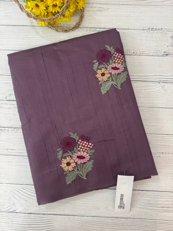 Blended tussar silk saree with embroidery - MS90654 Mauve