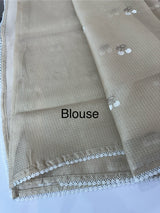 Soft kota checks saree with embroidery - MS9898 Beige