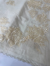 Mul chanderi applique work saree  MSH115 - Offwhite to Beige